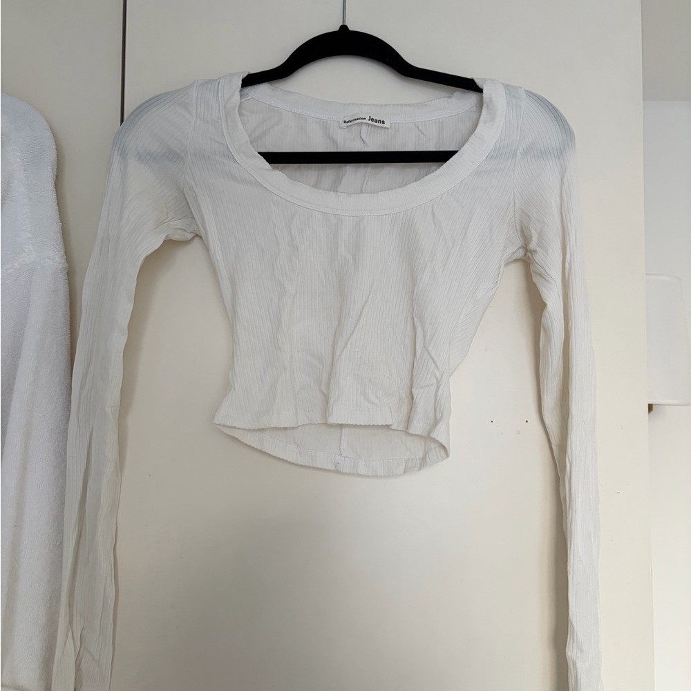 Reformation Cream Long Sleeve Top